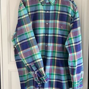 Classic Vintage 80s Replica Ralph Lauren Madras Plaid Shirt 2XLT